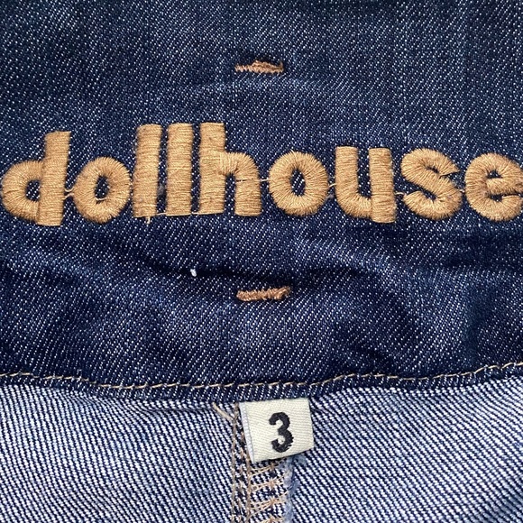 High Rise Blue Jean Shorts Denim Cuffed Hem 3 Button Cute Sexy Fit Dollhouse - Picture 9 of 16